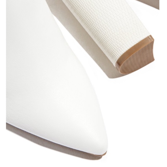 White Ankle Booties With Embossed Detailing - Picture 5 of 8